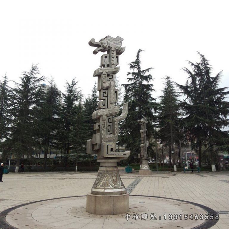 广场不锈钢龙柱雕塑