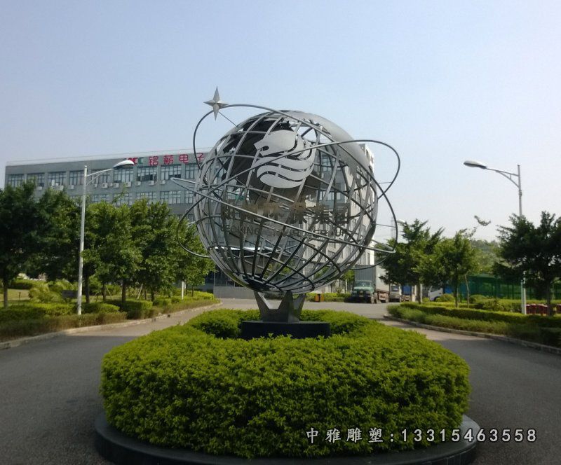 镂空不锈钢地球仪雕塑