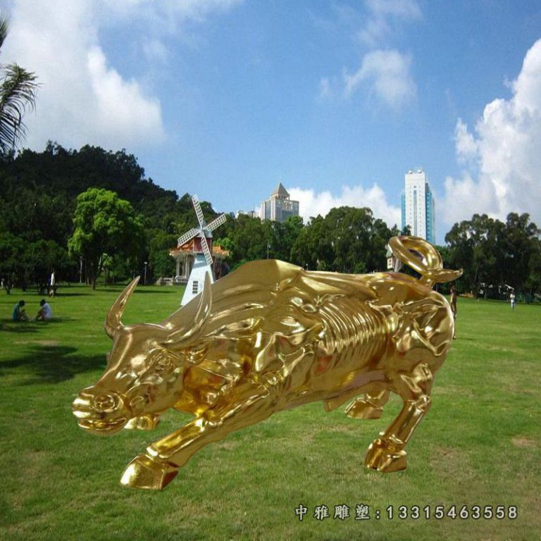 园林不锈钢牛雕塑