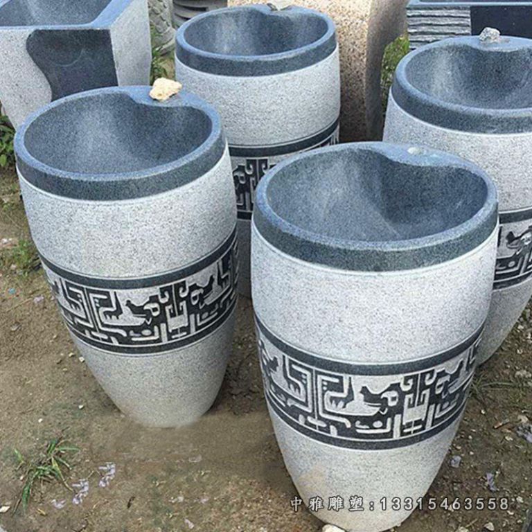 抽象龙浮雕水缸石雕