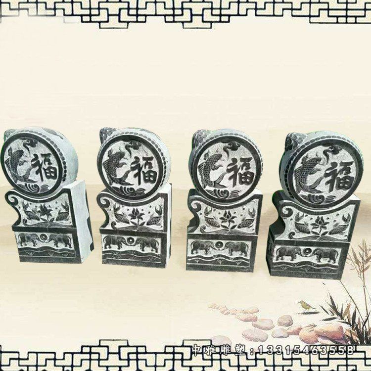 福字门墩石雕