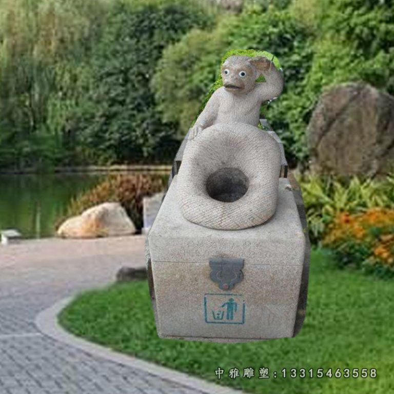 公园动物垃圾桶石雕