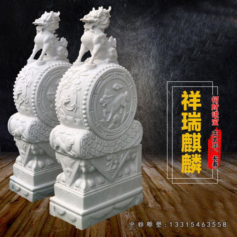 古代门口门墩石雕