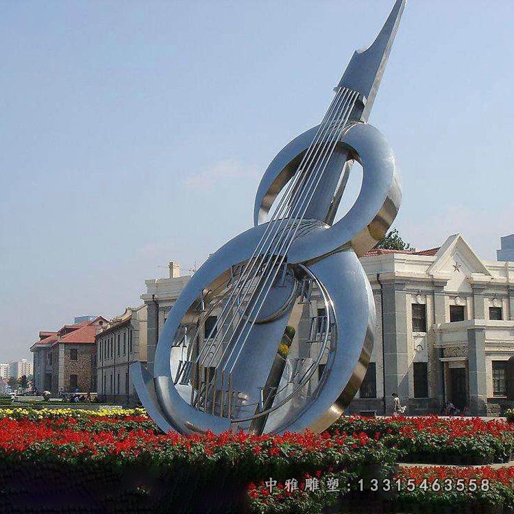 广场不锈钢大型提琴雕塑