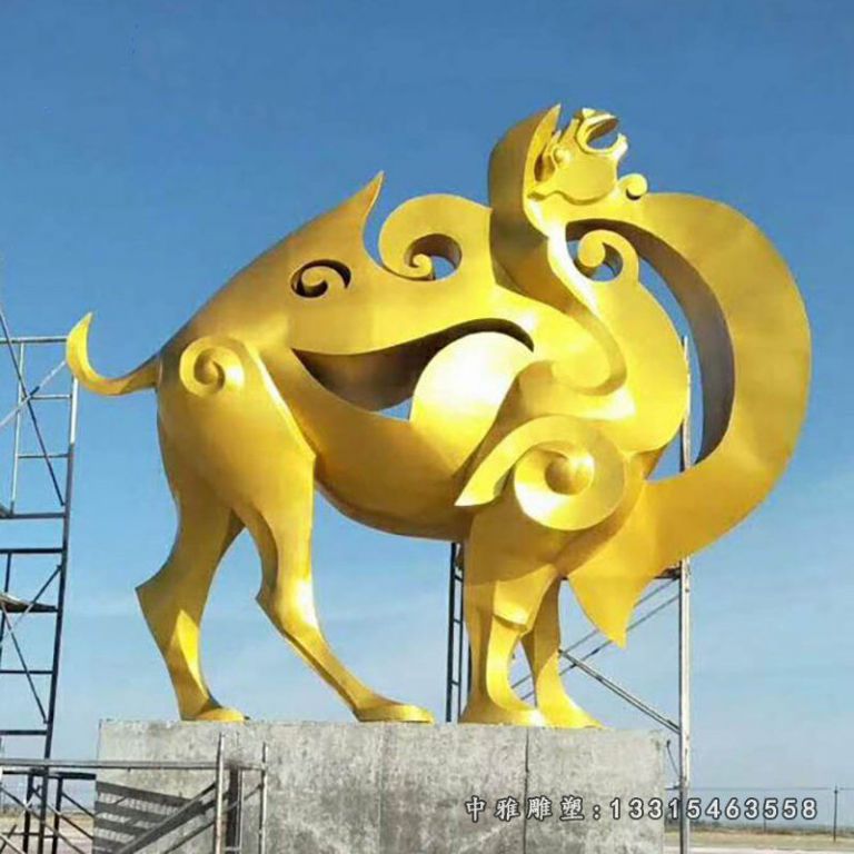 景区不锈钢动物骆驼雕塑