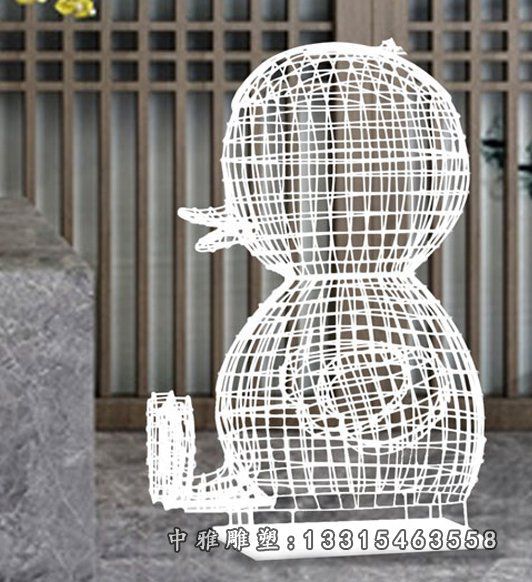 公园镂空不锈钢鸭子雕塑