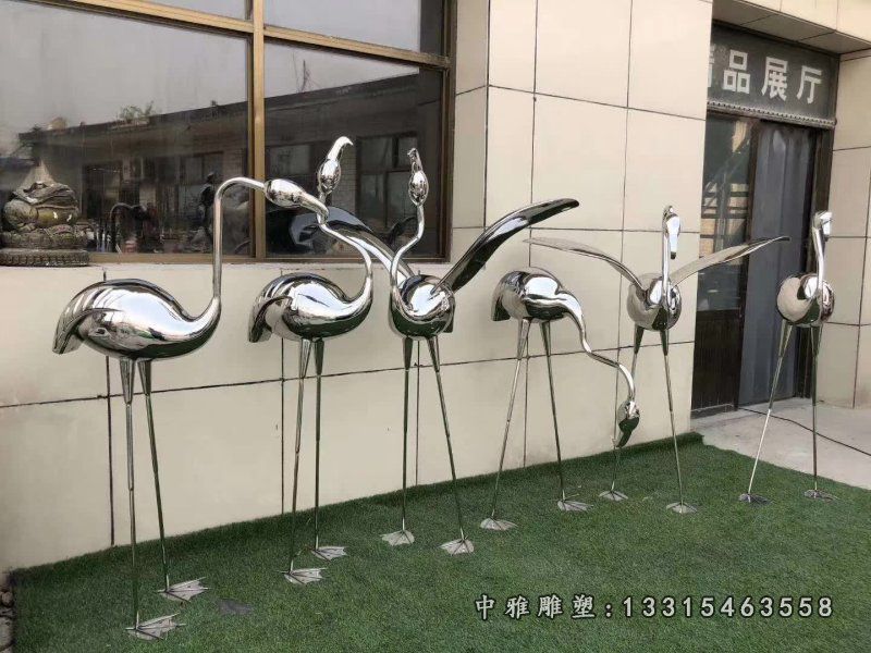 园林不锈钢镜面火烈鸟