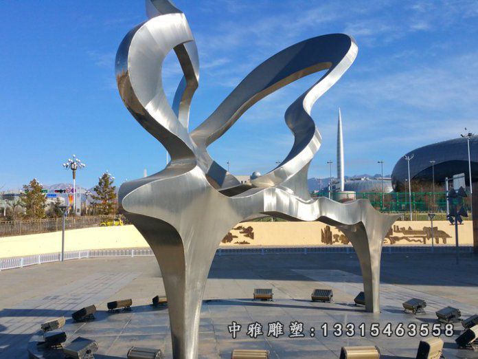 乐器不锈钢抽象钢琴雕塑