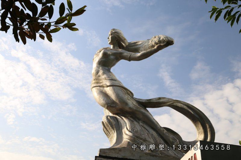 不锈钢嫦娥奔月人物雕塑