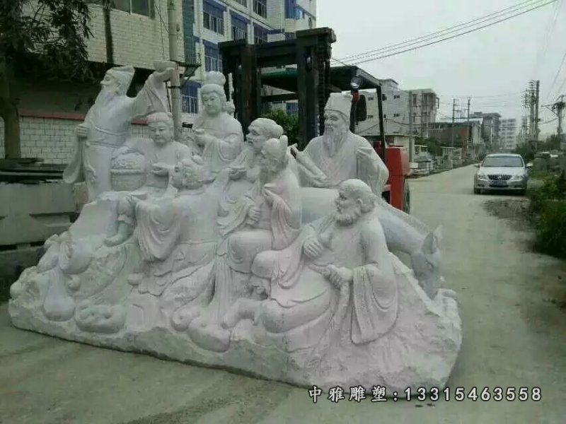 古代人物八仙过海石雕