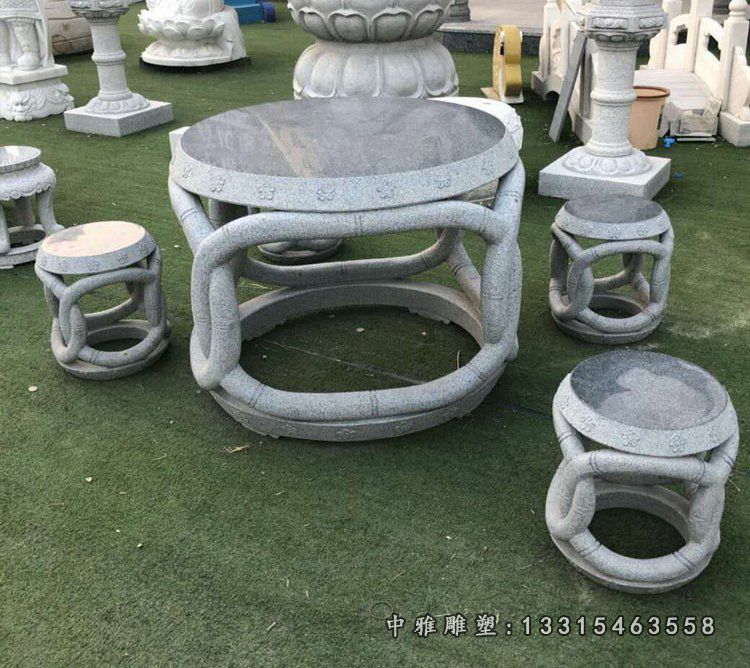 仿古花朵桌凳石浮雕