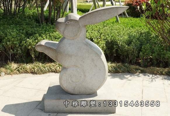 园林生肖兔子石雕