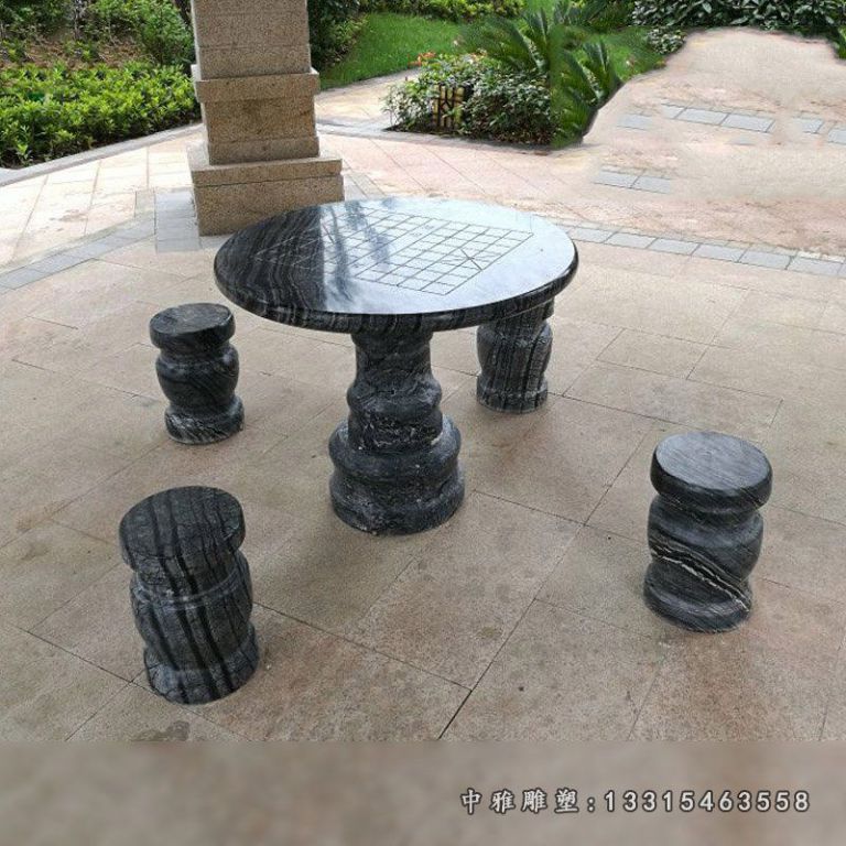 仿古围棋石桌凳石雕
