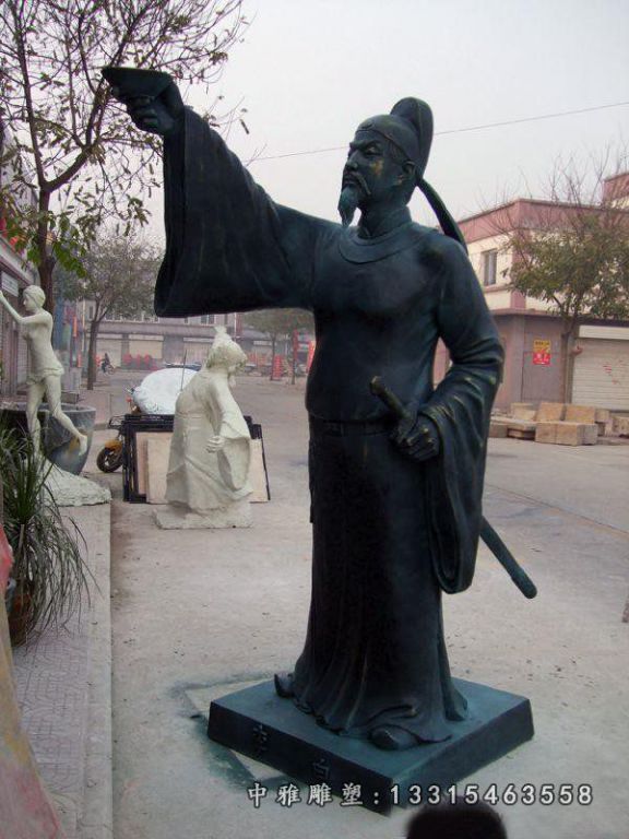 广场古代李白铜雕
