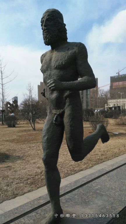 广场跑步运动铜雕