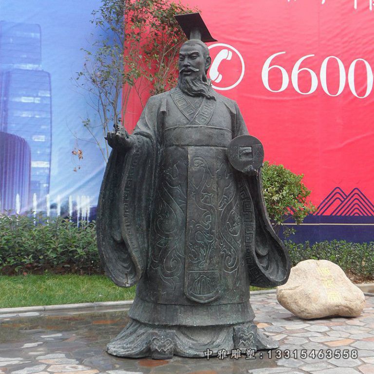 城市秦始皇铜雕
