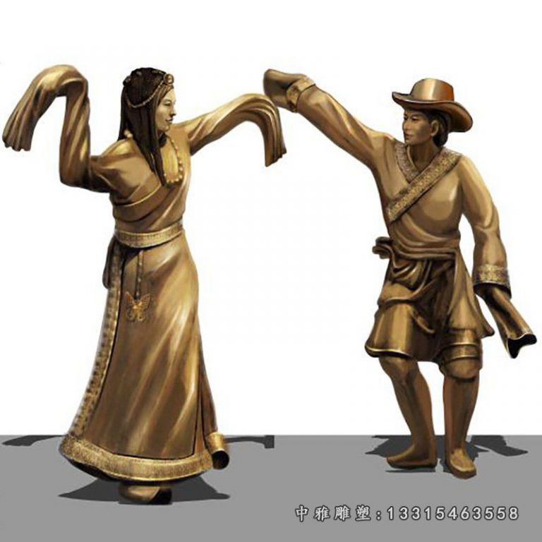 广场少数民族铜雕