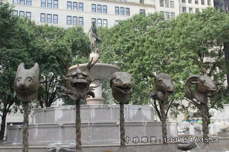 企业十二生肖动物铜雕