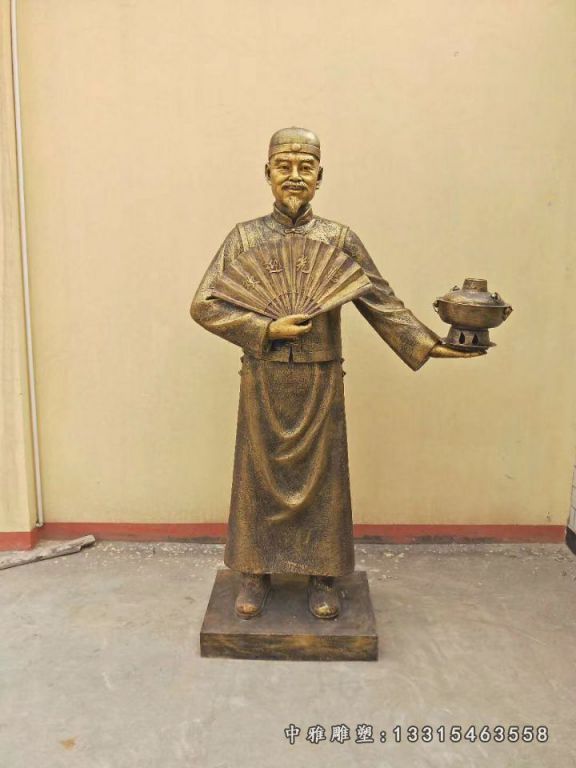迎宾店小二人物铜雕