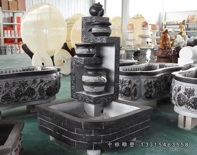 仿古小鸟流水池雕塑