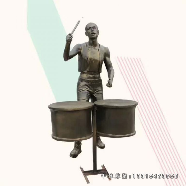 公园打架子鼓人物铜雕