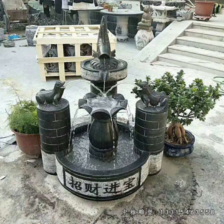 仿古鲤鱼喷水石雕