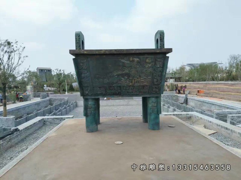 寺庙大禹治水青铜鼎雕塑