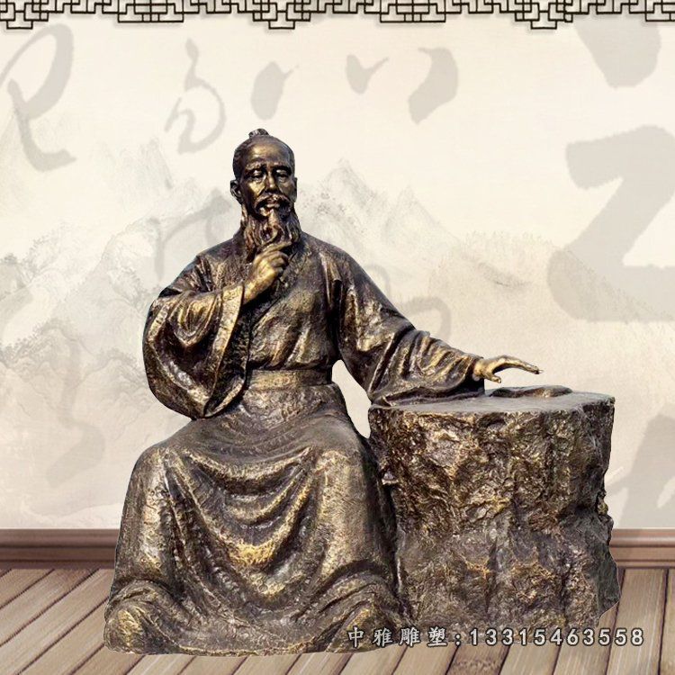 号脉的古代中医铜雕