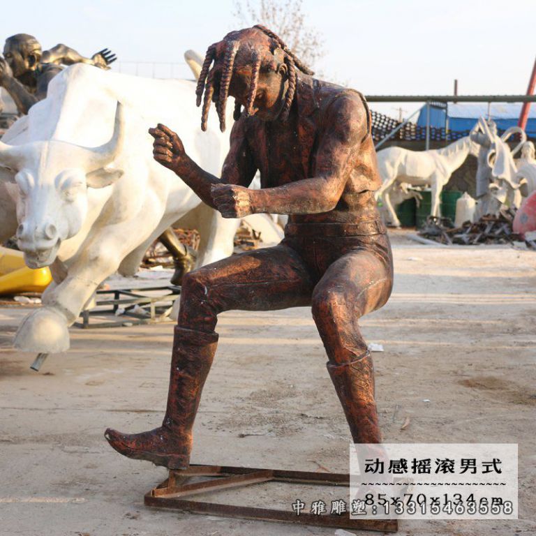 广场摇滚音乐人物铜雕