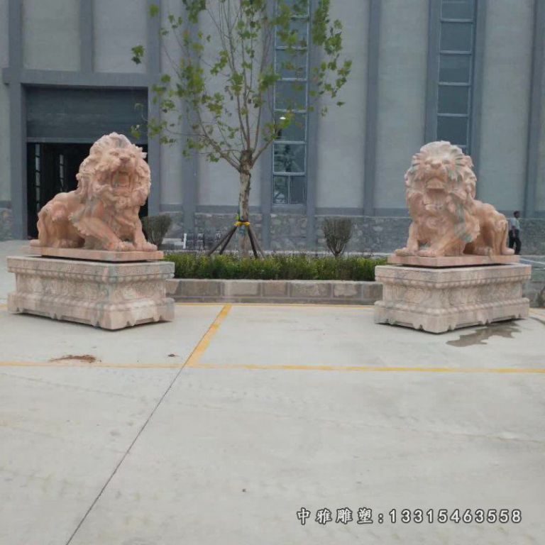晚霞红欧式石狮子雕塑