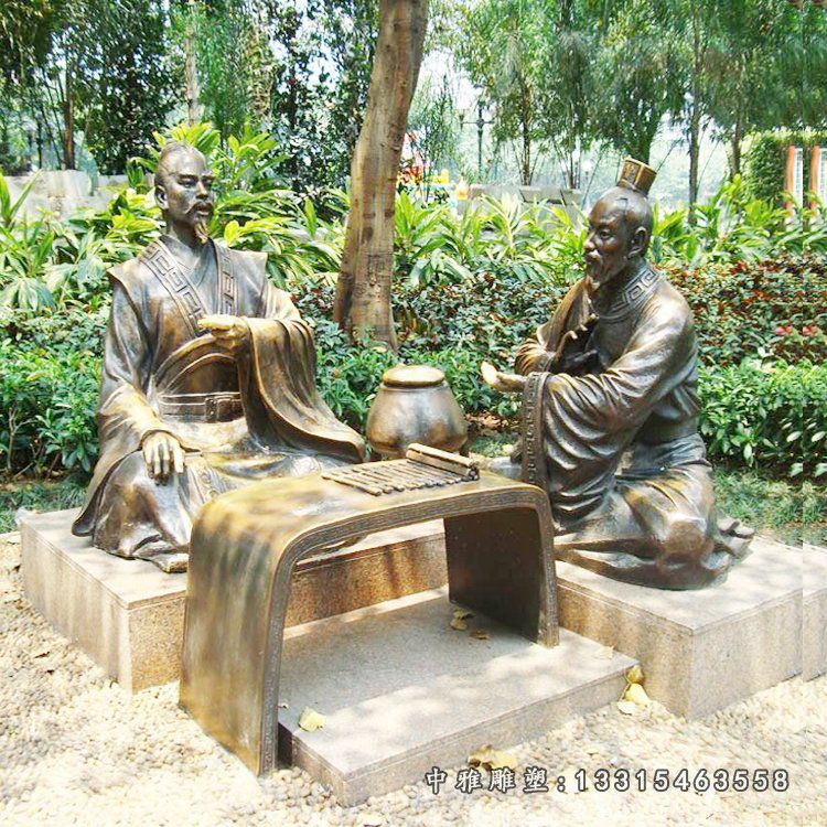 公园古代人物谈话铜雕