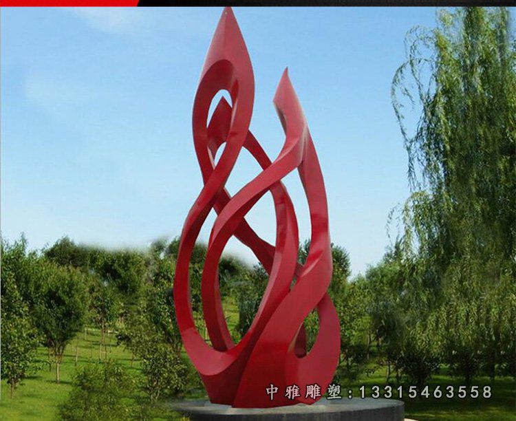彩绘不锈钢抽象彩带雕塑