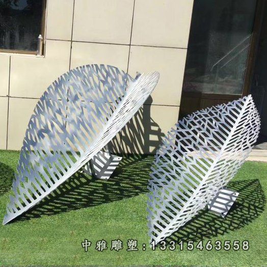 公园镂空不锈钢树叶雕塑