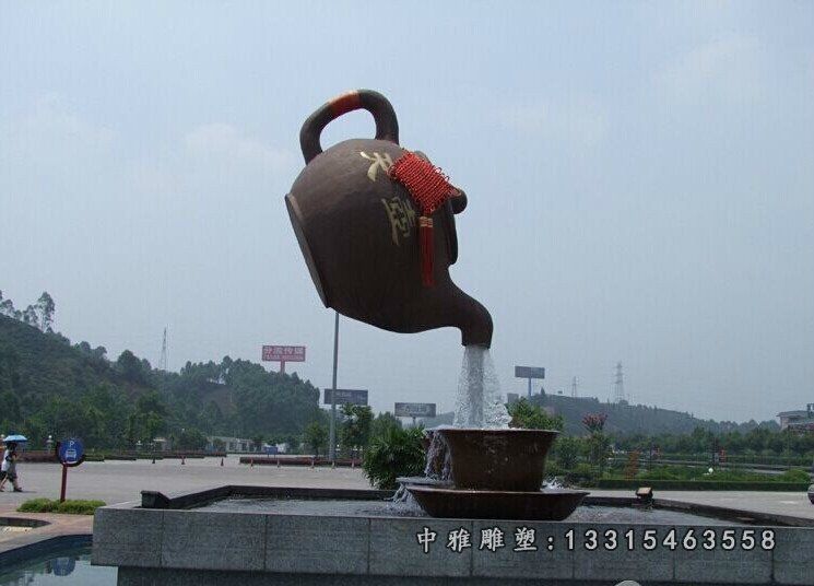 广场喷泉天壶铜雕