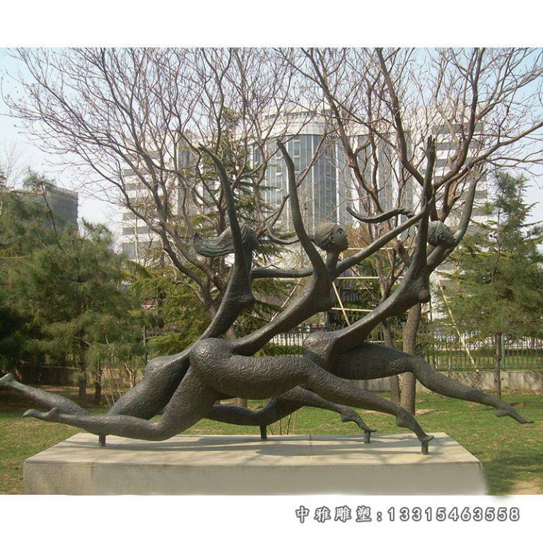 公园抽象跨栏人物铜雕