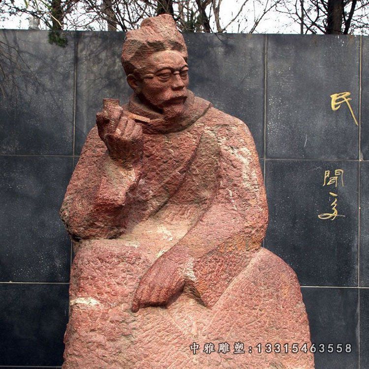 校园闻一多诗人石雕