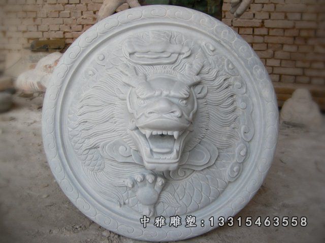 公园龙头喷泉石浮雕