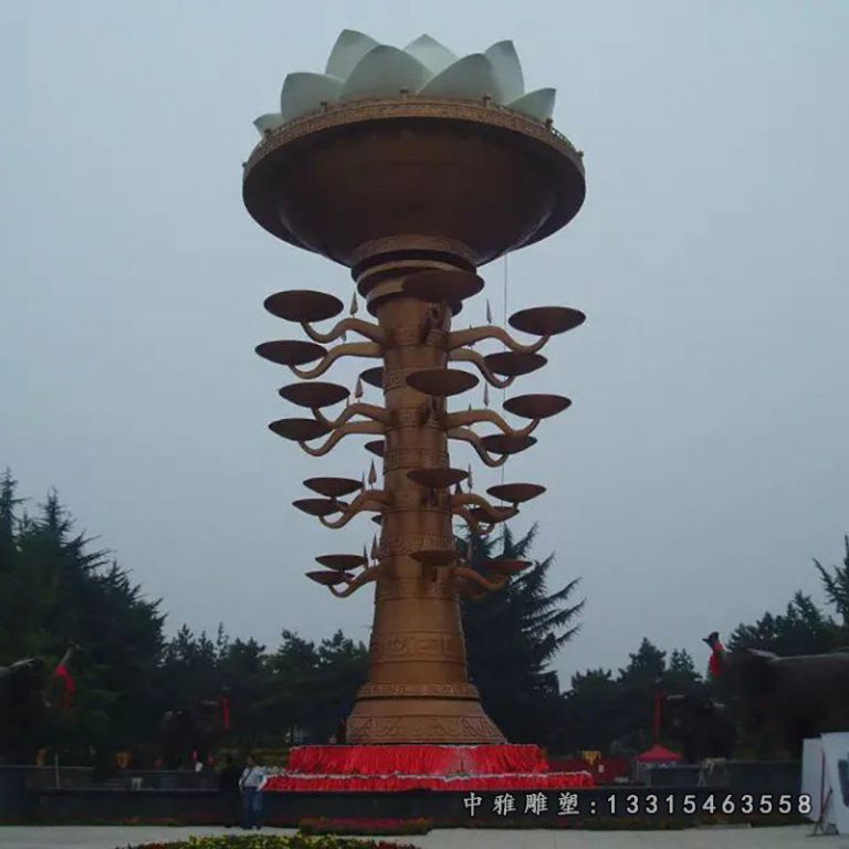 园林不锈钢莲花灯雕塑