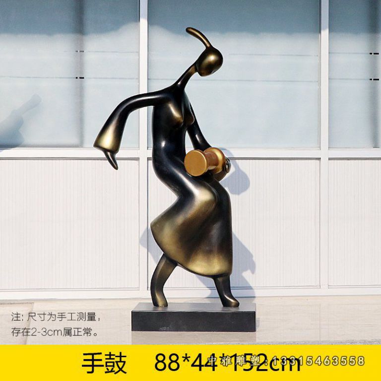 公园打鼓抽象人物铜雕