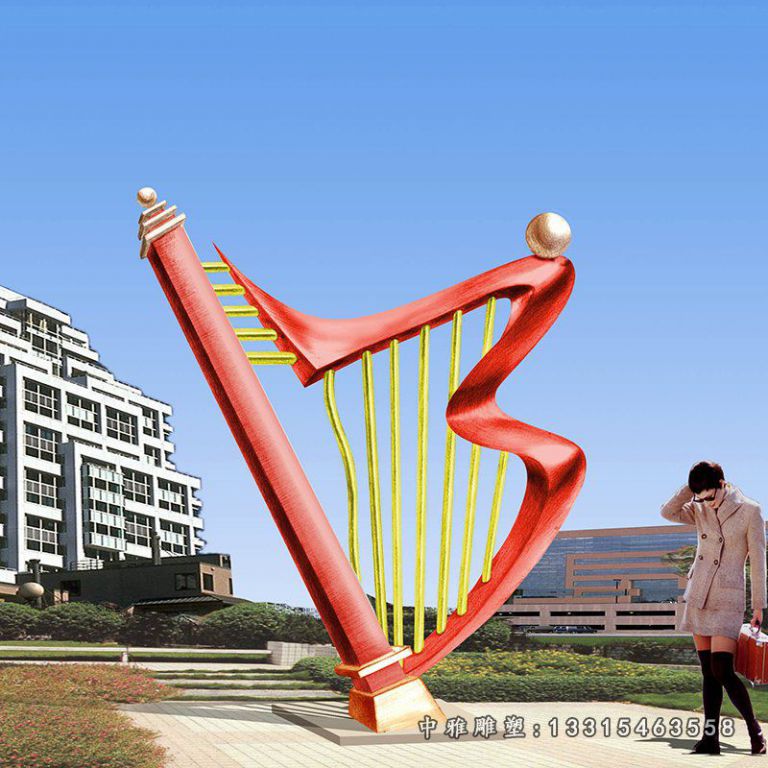 广场乐器不锈钢竖琴雕塑