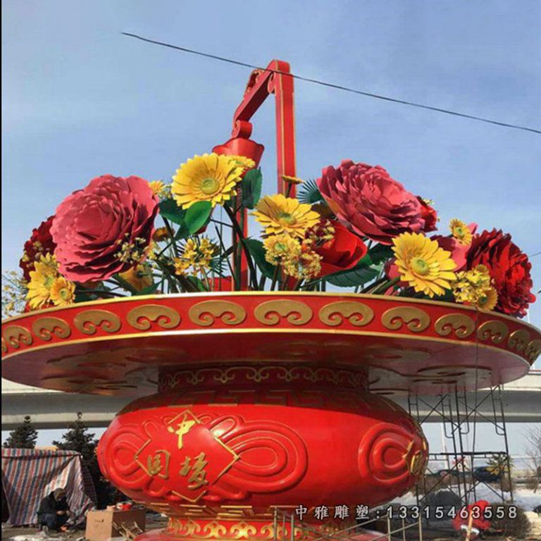 城市不锈钢大型花篮雕塑