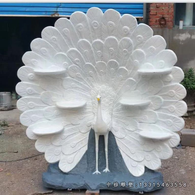 汉白玉动物孔雀雕塑