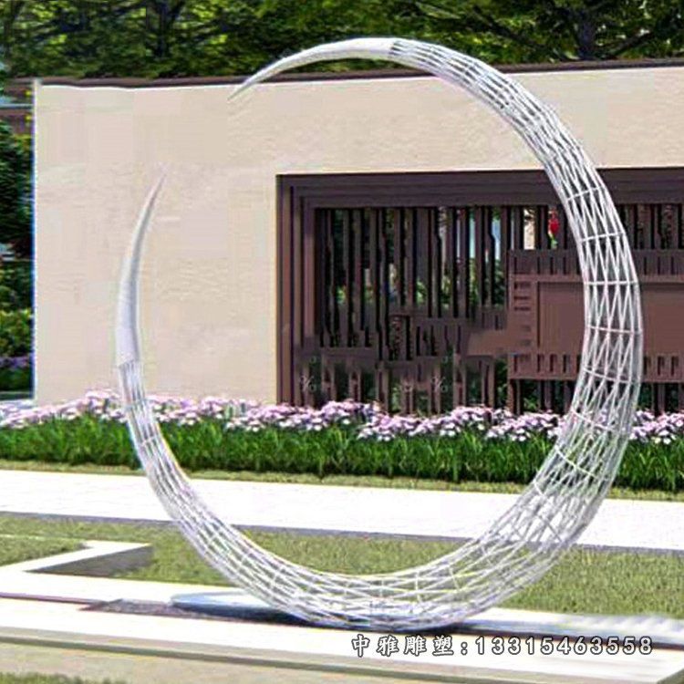 不锈钢镂空月亮雕塑