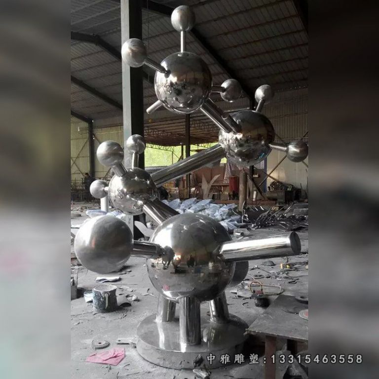 校园不锈钢分子雕塑