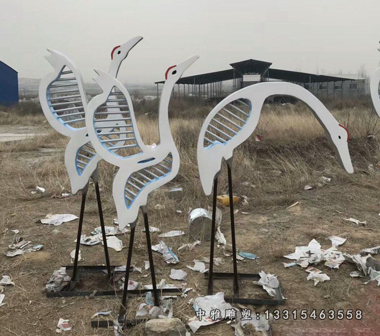 不锈钢剪影火烈鸟雕塑