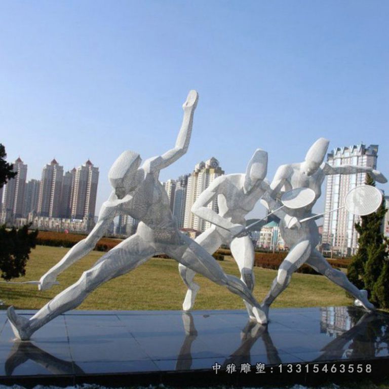 体育不锈钢打羽毛球雕塑