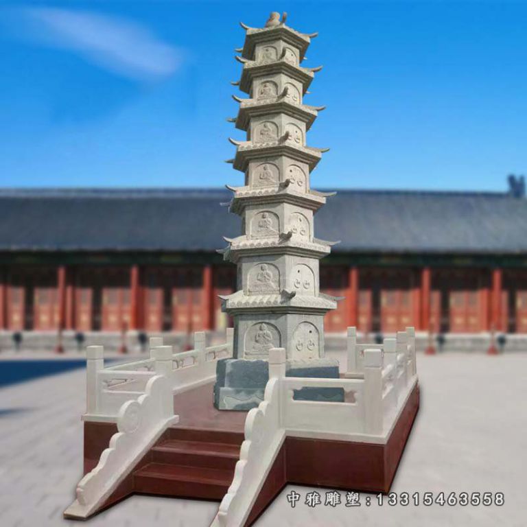 寺院大理石雷峰塔雕塑