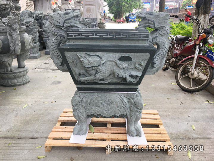 青石方形香炉雕塑