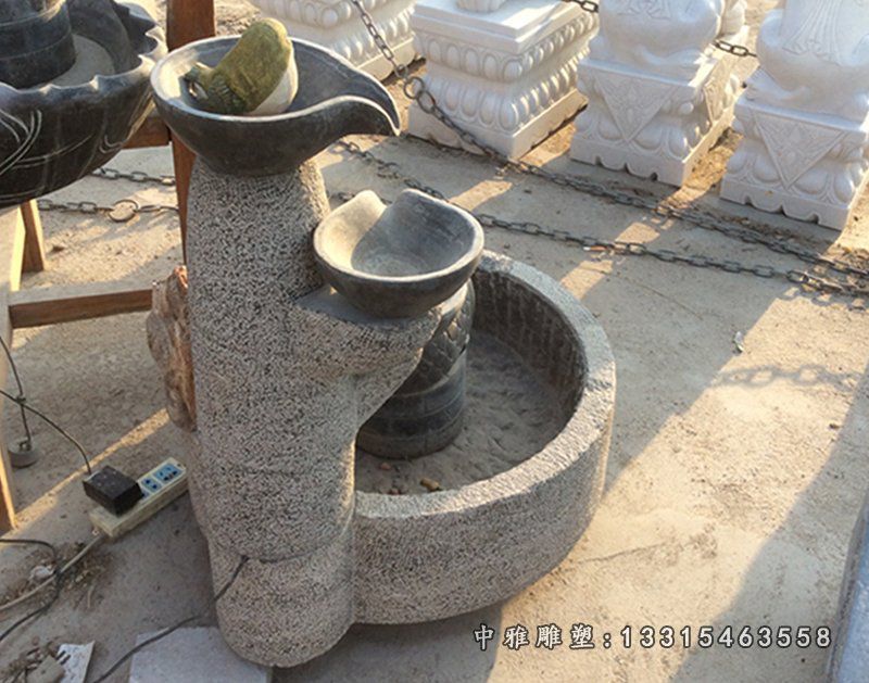 青石小鸟喷泉雕塑