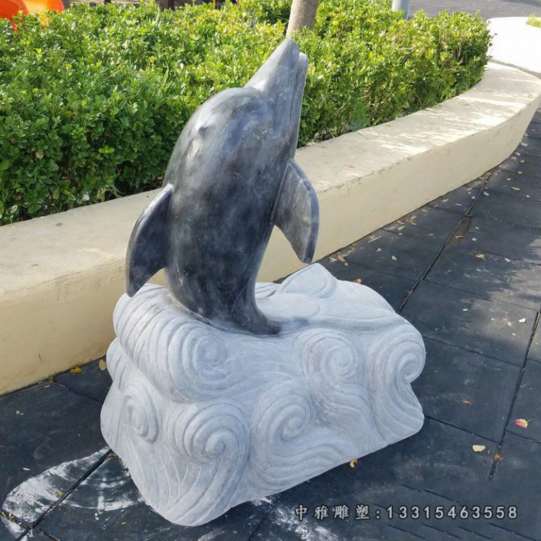 公园动物海豚石雕